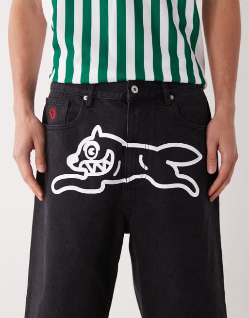 Ice Cream running dog denim shorts in black | ASOS