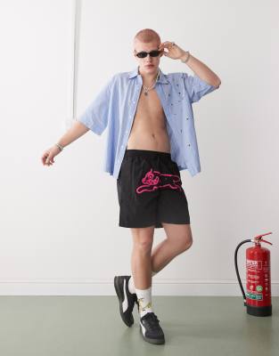 Icecream Ice Cream Running Dog Swim Shorts In Black