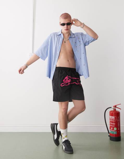 Ice Cream running dog swim shorts in black - view 1