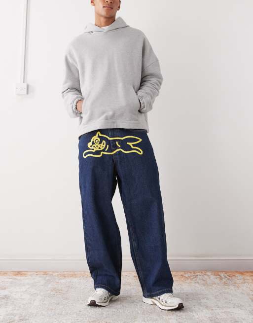 Ice Cream triple scoop running dog loose fit denim jeans in darkwash blue