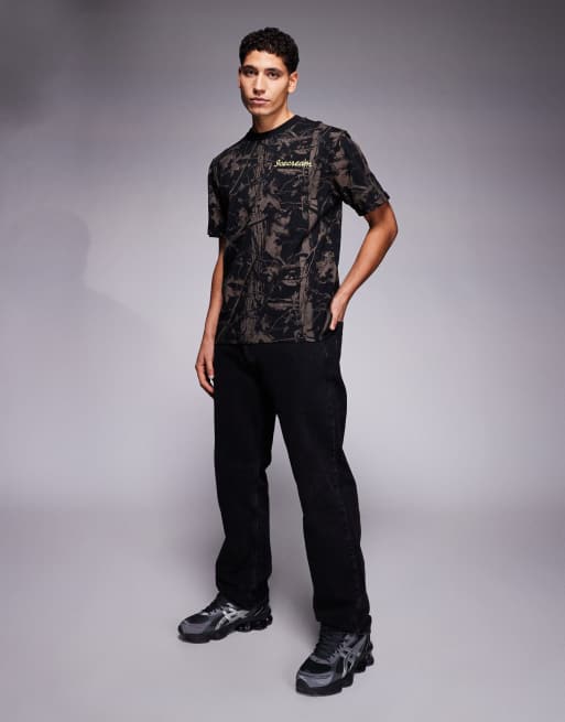 ICECREAM all-over tree camo print t-shirt in black, 2 of 5