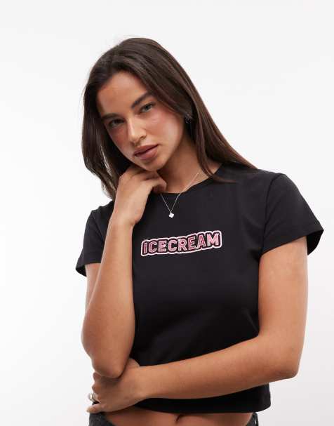 ICECREAM baby tee con logo glitter nero - view 1