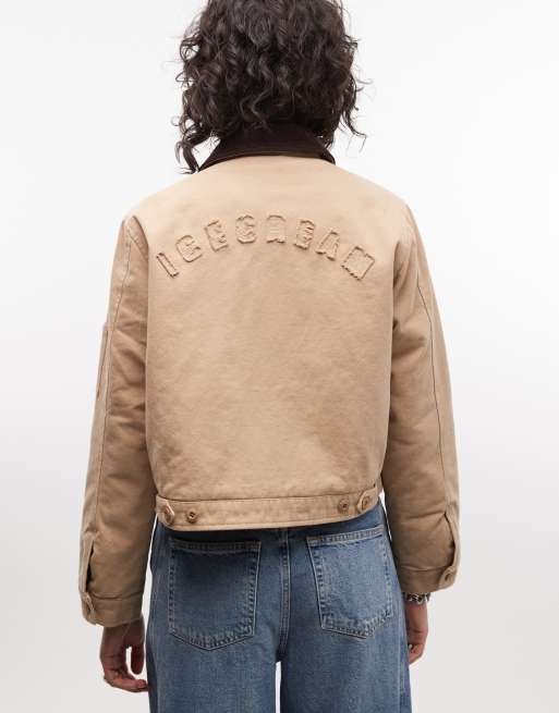 ICECREAM - Beige cropped arbejdsjakke med logo, 4 af 4
