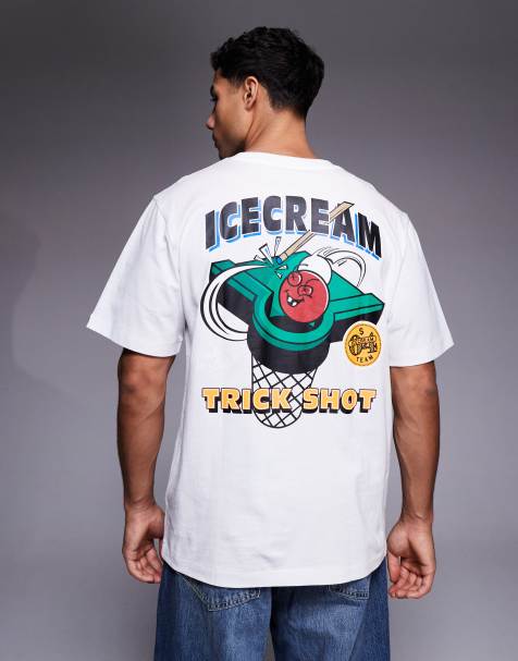 ICECREAM – Biały T-shirt z nadrukiem i napisem „Trick Shot” - view 1