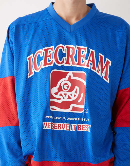 ICECREAM - Blå/rød hockey-trøje med lange ærmer, 5 af 5