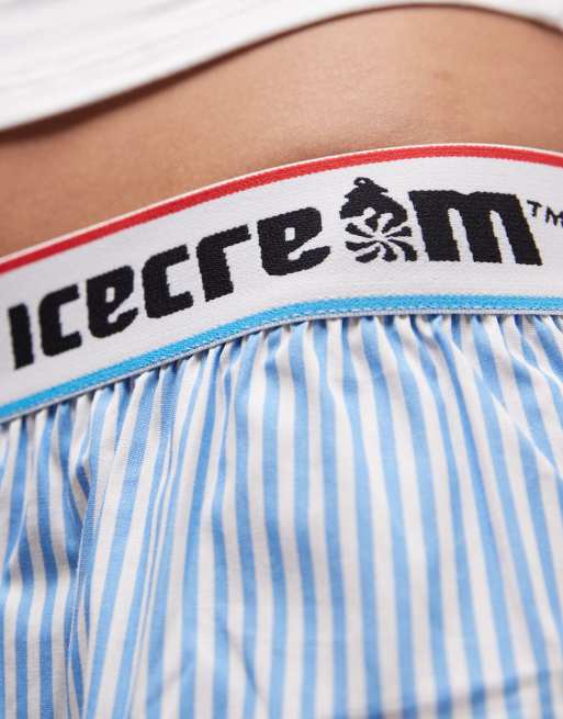 ICECREAM - Blåstribede boksershorts med linning med logo, 2 af 5