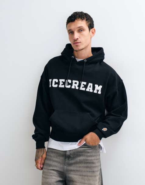 ICECREAM bluza z kapturem z ozdobnym napisem w czerni - view 1