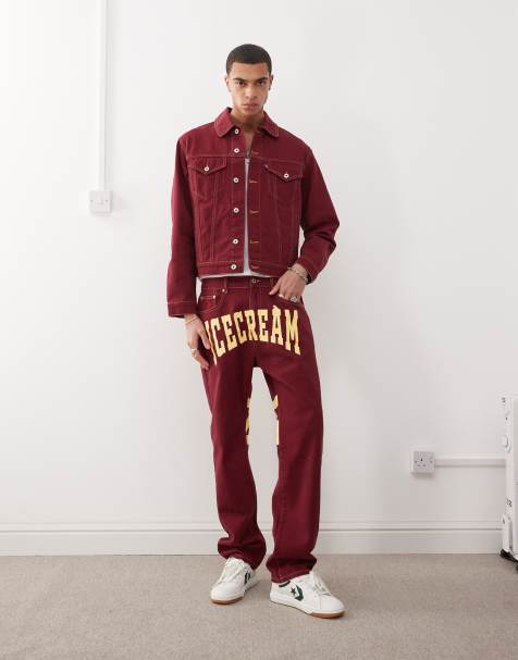 ICECREAM - Bordeaux jeans med lige ben og logoprint bagpå - Del af sæt - view 1