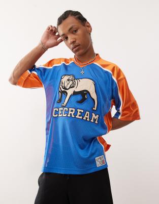 ICECREAM bulldog football jersey in blue and orange - view 1