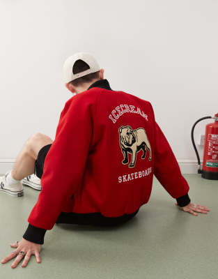 ICECREAM bulldog varsity jacket in red