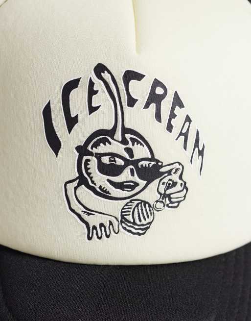 ICECREAM - Cappellino trucker color crema e nero con visiera a contrasto e logo con ciliegie, 3 di 3