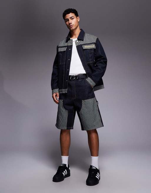 ICECREAM – Carpenter-Shorts in Rinse-Waschung mit kontrastierenden Hickory-Einsätzen, 2 von 5