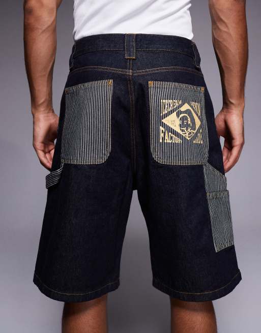 ICECREAM – Carpenter-Shorts in Rinse-Waschung mit kontrastierenden Hickory-Einsätzen, 5 von 5