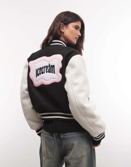 ICECREAM - chaqueta varsity corta en negro/blanco, 4 de 4