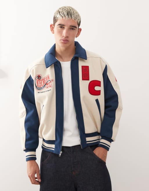 ICECREAM - Checkout - Jack in collegestijl in wit en blauw, 3 van 5