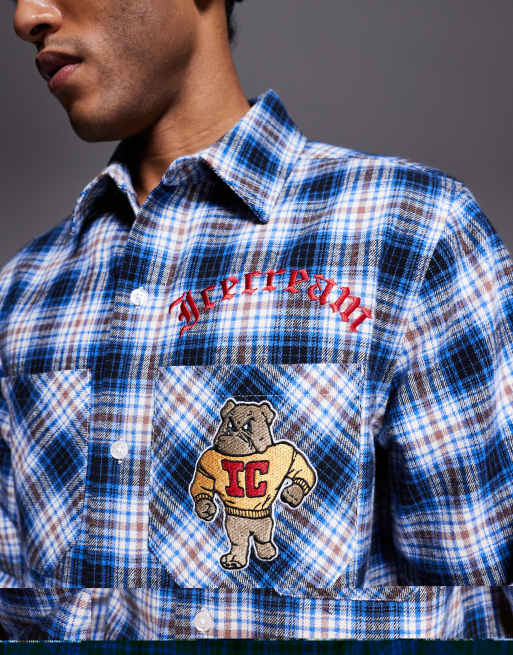 ICECREAM - Chemise à manches longues en flanelle avec mascotte brodée - Bleu, 5 de 5