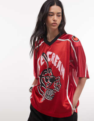 Icecream Cherry Logo Football Jersey In Red