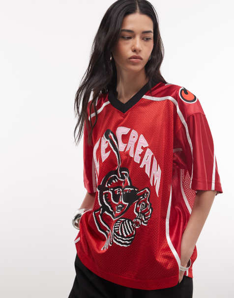 ICECREAM cherry logo football jersey in red - view 1