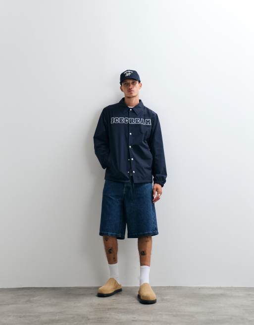ICECREAM college applique coach jacket in navy, 3 of 5