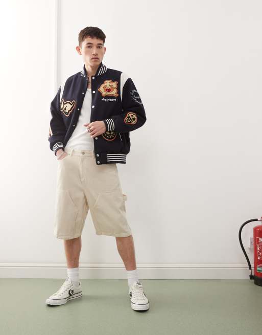 ICECREAM collegiate patch heavyweight varsity jacket in navy