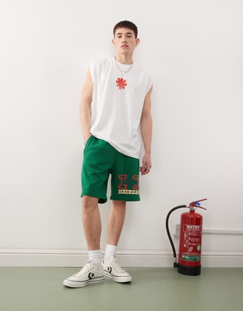 ICECREAM collegiate puppy jersey shorts in green - view 1