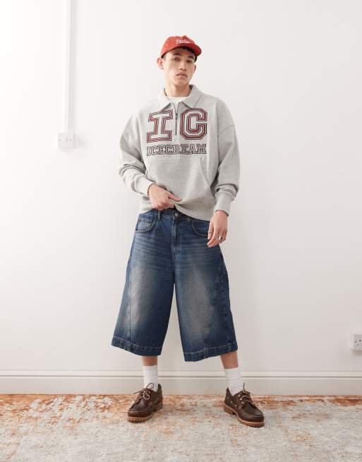 ICECREAM collegiate quarter zip sweatshirt in grey