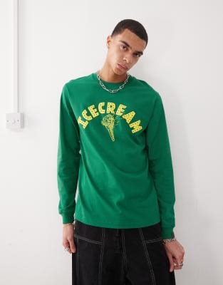 cone print long sleeve t-shirt in green