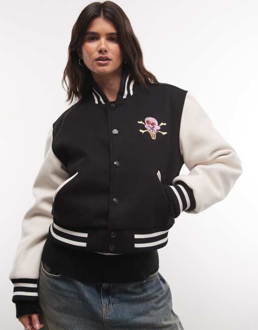 ICECREAM Cones & Bones - Cropped varsity jack in zwart/wit, 2 van 4