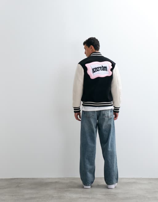 ICECREAM cones & bones varsity jacket in black, 4 of 5