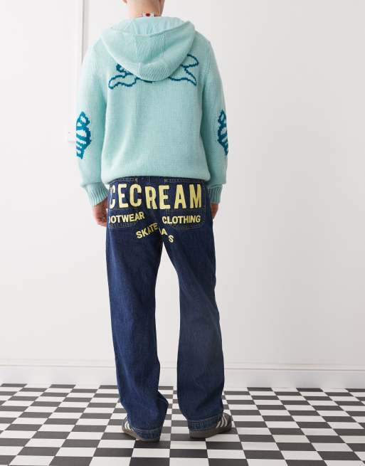 ICECREAM cowboy printed denim jeans in indigo