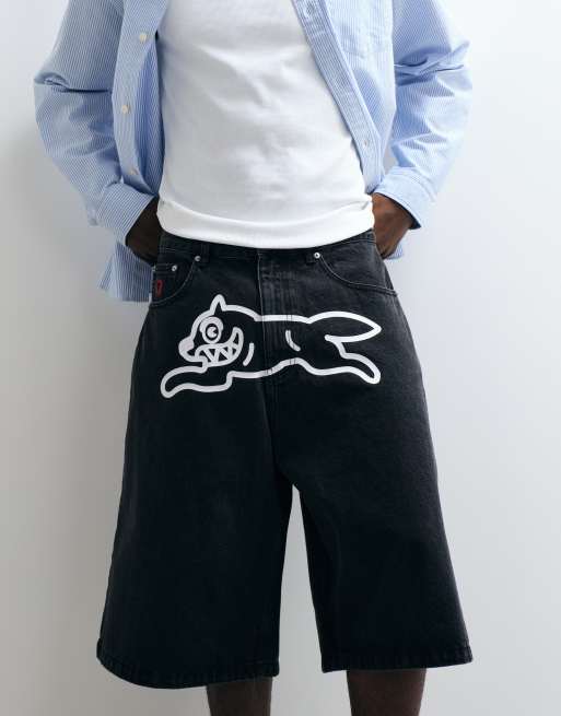 ICECREAM – Czarne jeansowe jortsy z logo Running Dog, 3 z 5