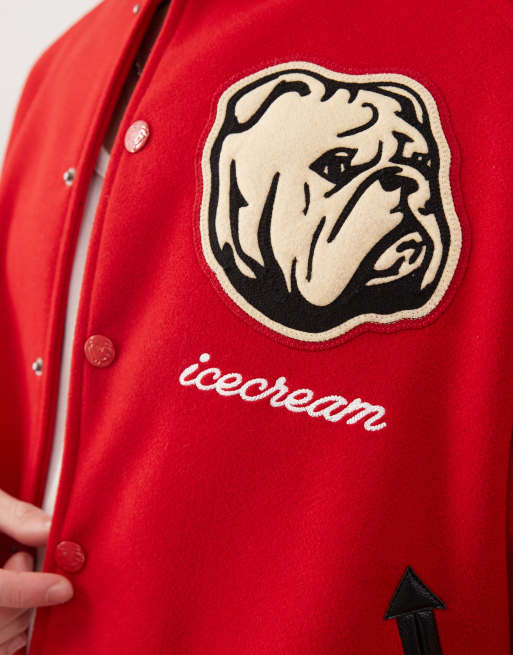 ICECREAM – Czerwona kurtka varsity z naszywką buldoga, 4 z 4