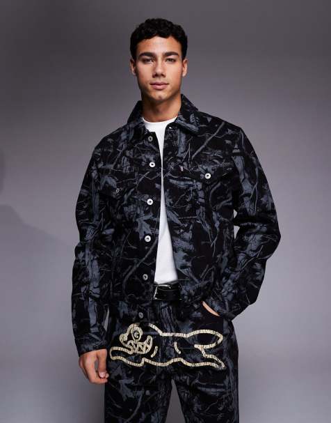 ICECREAM denim trucker jacket in dark tree camo print (part of a set) - view 1