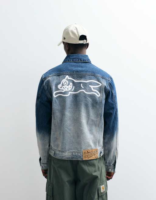 ICECREAM denim trucker jacket with running dog applique in faded blue wash, 5 of 5