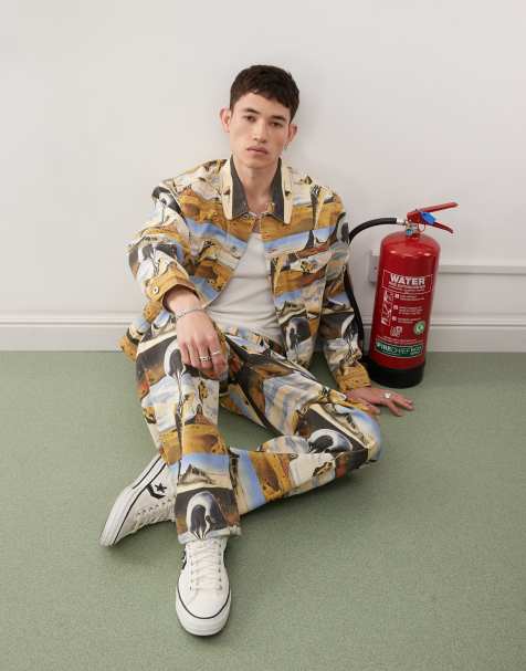 ICECREAM - Denim truckerjack bedekt met dreamscape-print in multi, deel van co-ord set - view 1