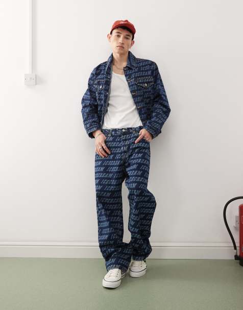 ICECREAM - Denim truckerjack met monogram in mid-wash blauw, deel van co-ord set - view 1