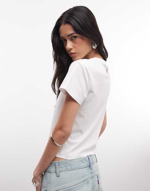 ICECREAM diamante logo soft serve baby tee in white, 4 of 4
