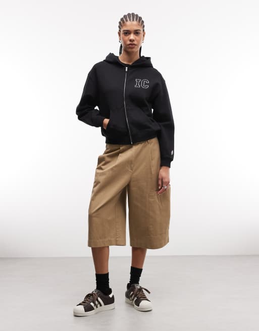 ICECREAM diamante logo zip through hoodie in black, 2 of 4