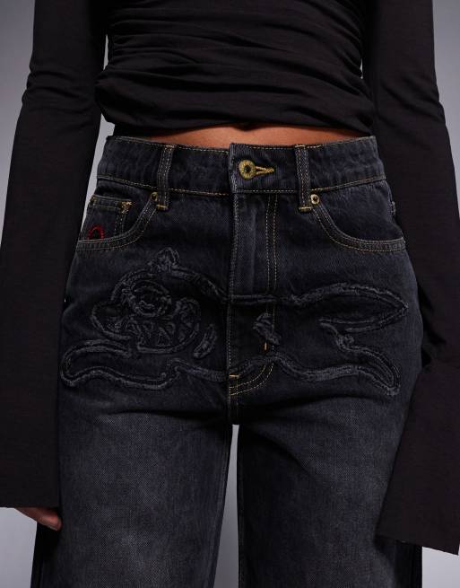 ICECREAM - Distressed jeans met hondprint in zwarte wassing, 4 van 5
