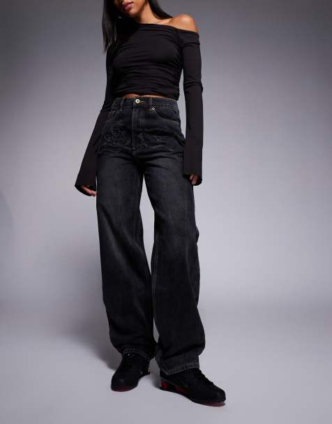 ICECREAM distressed running dog jeans in black wash - view 1