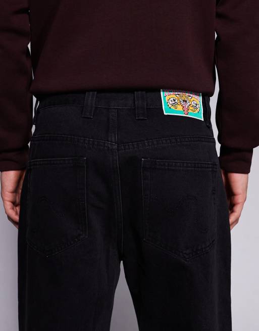 ICECREAM - Double Scoop - Jeans met rennende hondprint in zwarte wassing, 4 van 5