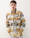 [ICECREAM] ICECREAM dreamscape all over printed denim trucker jacket in multi (part of a set) Chest 28-31 Monogram print