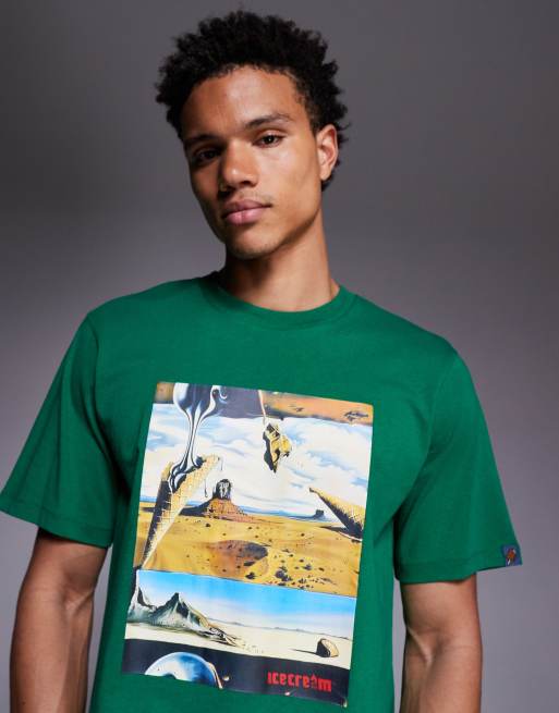 ICECREAM dreamscape print short sleeve t-shirt in green, 5 of 5