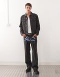 [ICECREAM] ICECREAM Every Flavour denim double scoop straight leg jeans in black with tonal print W28 BLACK