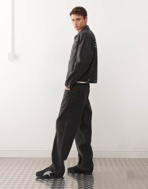 ICECREAM every flavour denim double scoop straight leg jeans in black with tonal print, 2 of 5