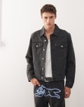 [ICECREAM] ICECREAM Every Flavour denim trucker jacket in black with tonal print-Multi M MULTI