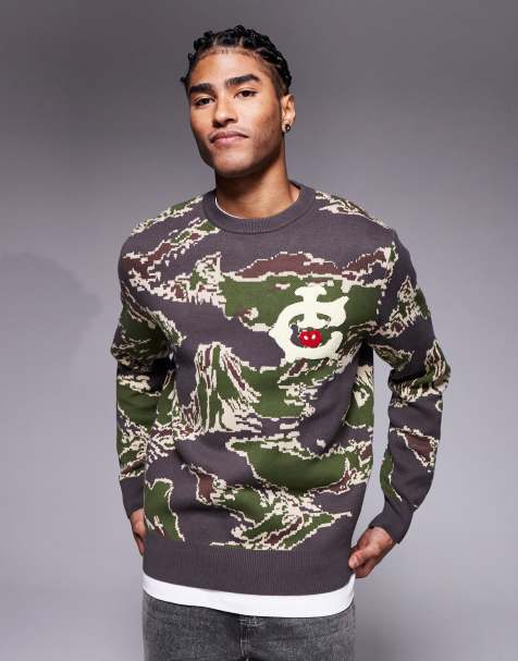 ICECREAM - Gebreid sweatshirt met tijgerstrepen in camouflageprint - view 1