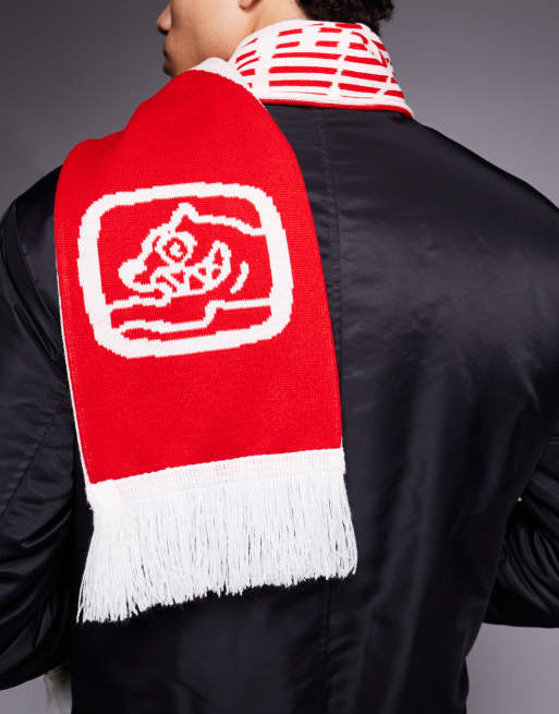 ICECREAM - Gebreide sjaal met racing-motief in wit en rood, 3 van 3