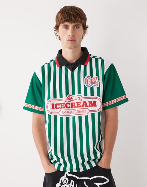 ICECREAM - Gestreept voetbalshirt in groen en wit - view 1