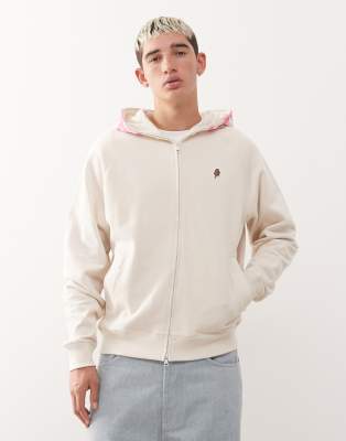 ICECREAM ICECREAM gradient smile zip through hood in off white